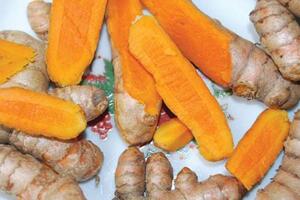 Củ nghệ nhiều tác dụngTheo Đông y, củ nghệ vàng còn có tên gọi là Khương Hoàng, vị cay, đắng, tính bình có tác dụng hành khí, hoạt huyết, làm tan máu, tan ứ...