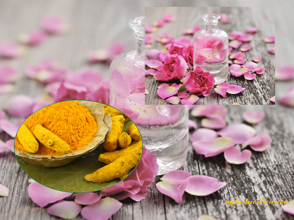 Chăm sóc da khô bằng tinh bột nghệ đắp mặt với nước hoa hồng và sữa đặc