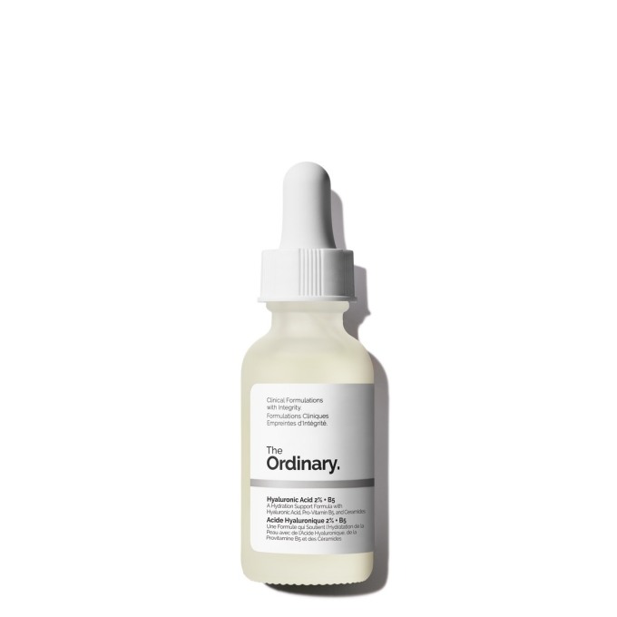 The Ordinary Hyaluronic Acid 2% + B5 Serum – Serum phổ biến cung cấp độ ẩm sâu với hyaluronic acid và vitamin B5 giúp da mềm mại, tăng khả năng phục hồi mà vẫn lành tính với da nhạy cảm. Khoảng 269.000 đồng.