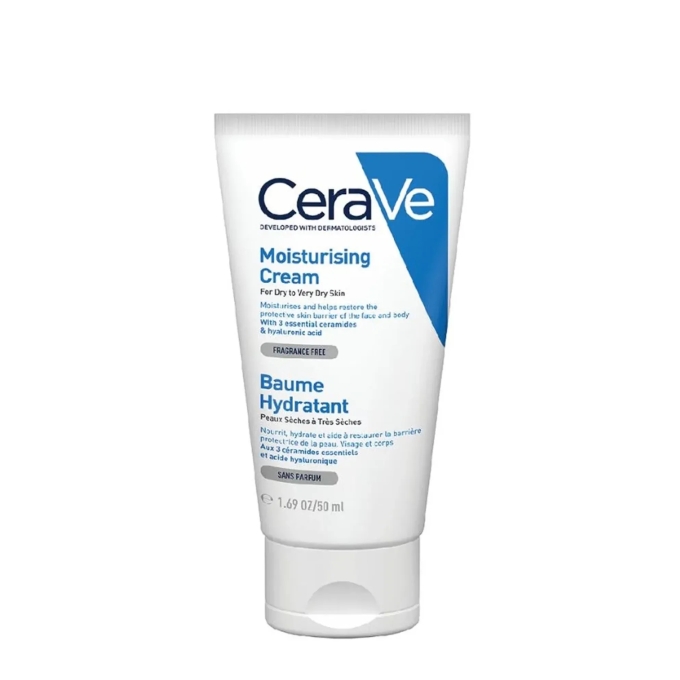 CeraVe Moisturising Cream for Dry to Very Dry Skin Kem dưỡng ẩm giàu ceramide và hyaluronic acid giúp phục hồi hàng rào da, khóa ẩm dài lâu, phù hợp da khô, da yếu sau tiệc tùng hoặc sau chu trình makeup dày. Thấm nhanh và không gây nhờn rít, là nền tảng để da bình tĩnh lại. Giá khoảng 162.000 đồng.